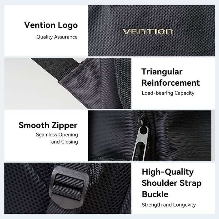 Vention KRMB0 Mochila para Portátiles hasta 15.6 Pulgadas, 20L, Negra